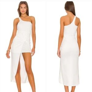 NWT Superdown Marie Midi Dress Small White One Shoulder Bridal